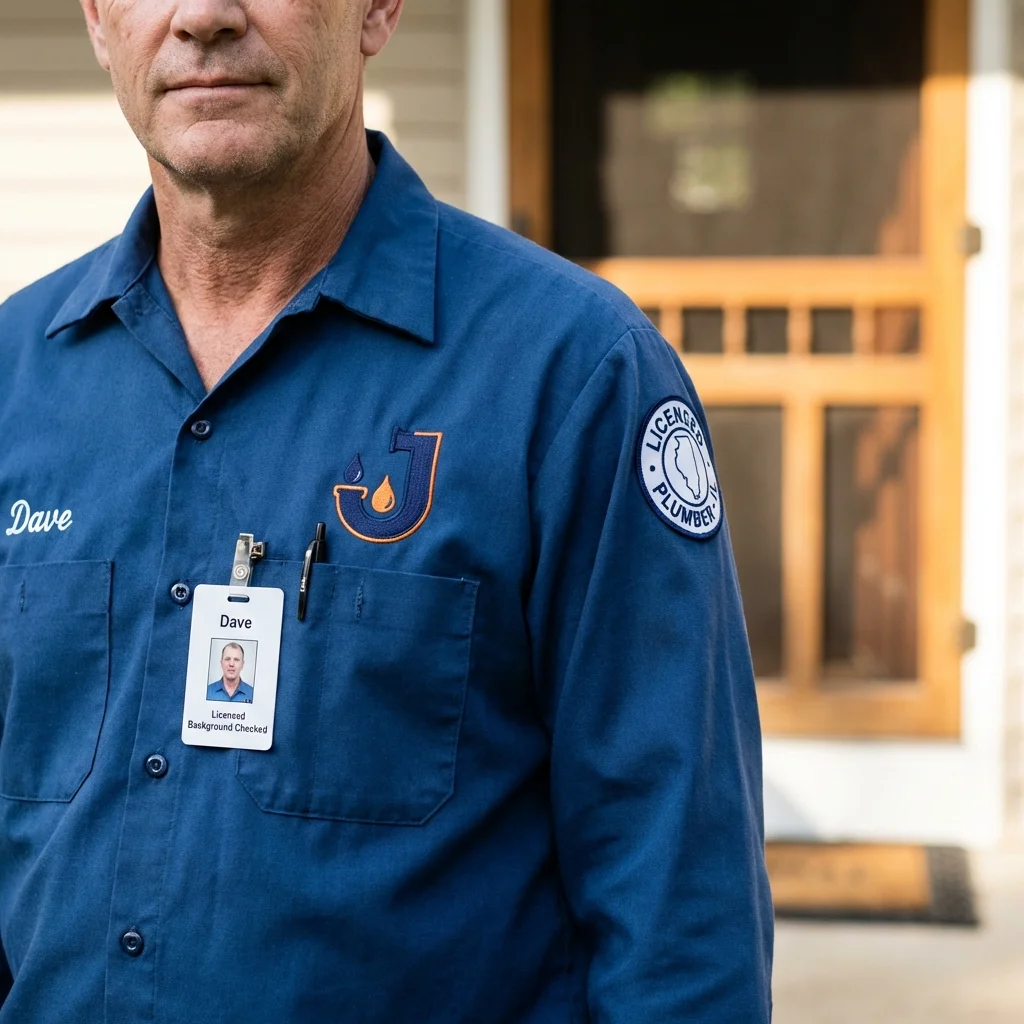 Licensed plumber showing ID badge in Nogales, AZ