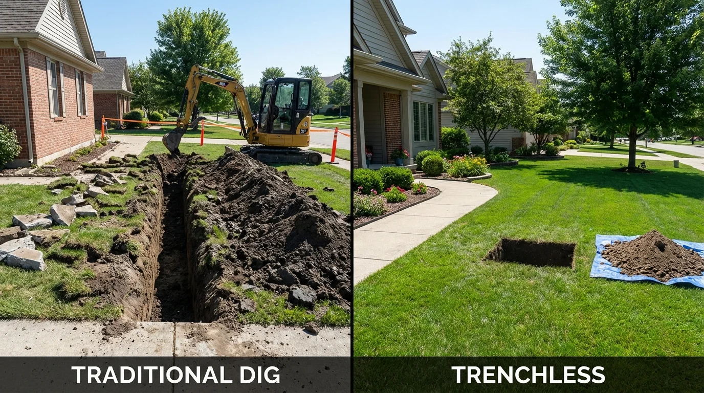 Trenchless sewer repair with minimal yard damage versus traditional excavation in Nogales, AZ